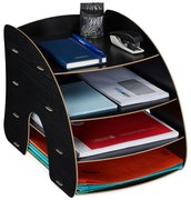 Zásobník na dokumenty so 4 priehradkami RD42747, čierna