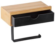 Čierny držiak na toaletný papier s bambusovým obložením Wenko