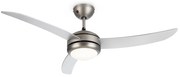 El Paso, stropný ventilátor, 52", závit E27, 3 lopatky, strieborný vzhľad