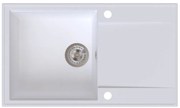 Sink Quality Sink55, kuchynský granitový drez 780x460x215 mm + chrómový sifón, biela, SKQ-SINK.W.1KDOL.X