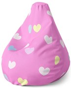 Sedací vak Pear srdce na ružovej - detský, ružová