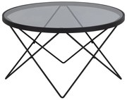 Čierny konferenčný stolík so sklenenou doskou ø 80 cm Cuxton – Actona
