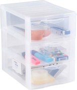 Úložný box s 3 zásuvkami, transparentný, ORGAMIX A5T