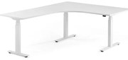 Výškovo nastaviteľný rohový stôl MODULUS, 1600x2000 mm, biela, biela