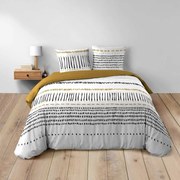 Bavlnené obliečky na dvojlôžko/predĺžené v horčicovej farbe/bielej 240x220 cm Chicago – douceur d'intérieur