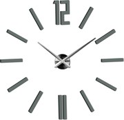 Nalepovacie hodiny na stenu do obývačky - PIKOL: Šedá kovová Ral 7005 Strieborné ručičky 80 cm 2827-81226 X0031