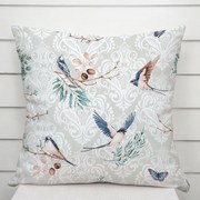 Biante Bavlnená obliečka na vankúš Sandra SA-471 Lastovičky s motýlikmi na svetlo sivom ornamente 30 x 50 cm