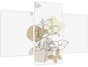 Obraz - Béžové kvety s motýľom N⁰1 (90x60 cm)