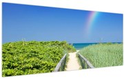 Obraz - Krajina a dúha (120x50 cm)