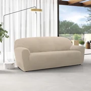 Super strečové poťahy HARMONIA smotanová dvojkreslo (š. 140 - 180 cm)