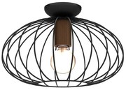 Stropné svietidlo Meridiano1, 1x čierne drôtené tienidlo, b/drevo