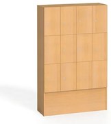 Drevená šatníková skrinka S5 s odkladacími boxami, 12 boxov, 1700 x 1200 x 420 mm, cylindrický zámok, buk