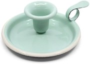 Mintovou smaltovaný svietnik Mint dot - Ø 13 * 6cm