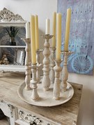 Kovové vintage svietniky s patinou na tácke - Ø 35 * 36 cm