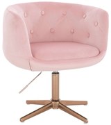 LuxuryForm DESIGN Kreslo MONTANA VELUR na zlatom kríži - ružové