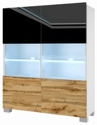 Komoda Belini Premium Full Version čierny lesk / dub wotan + LED osvetlenie Nexum 9