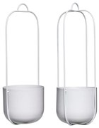 Súprava 2 svetlosivých závesných železných kvetináčov Hübsch Juro