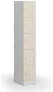 Šatníková skrinka S1 s úložnými boxmi, 5 boxov, 1850 x 300 x 500 mm, demont, cylindrický zámok, laminované dvere, breza