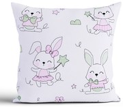 Bavlnená obliečka na vankúš Renfor 40 × 40 cm - Zajačikovia ružové