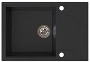 Sink Quality Sink55, kuchynský granitový drez 680x460x215 mm + chrómový sifón, grafitová, SKQ-SINK.G.1KDO.X