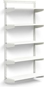 Nástenný regál RELY, základná sekcia, laminátové police, 1800x900x300 mm, biela