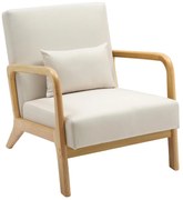 Kreslo Hibbing - látka, drevené nohy natur - Krémová