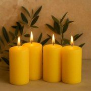 Sada stĺpových sviečok, 15 cm, Ø 7,5 cm, žltá, 4 ks