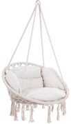Detex Závesné kreslo BOHO s vankúšmi, Ø61cm, béžová