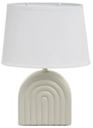 Bielo-béžová keramická stolová lampa s textilným tienidlom (výška 31 cm) – Casa Selección