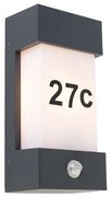 Vonkajšia nástenná lampa tmavosivá IP44 s detektorom pohybu - Tide