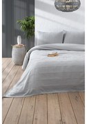 Sivá bavlnená súprava plédu a obliečok na vankúš 210x220 cm Sedef – Mijolnir
