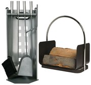 Sada krbového náradia a koša na drevo s držadlom 6 ks antracit