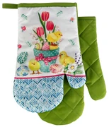 Súprava 2 kuchynských chňapiek s magnetom EASTER CHICKS, bielo-zelená