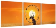 Obraz - Žirafy v národnom parku Serengeti (s hodinami) (90x30 cm)