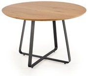 AKCIA Čierny jedálenský stôl s dubovou doskou NOCTURNE 120x120 II. akosť