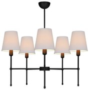 Luster na tyči MADELA 5xE14/40W/230V biela/čierna