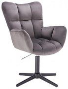 LuxuryForm DESIGN Kreslo AURORA VELUR na čiernom kríži - tmavo šedé
