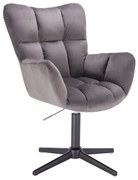 LuxuryForm DESIGN Otočné kreslo AURORA VELUR na čiernom kríži - tmavosivé