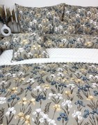 Posteľná obliečka Modro-béžové kvety 140x200/70x90 cm – 100 % bavlna