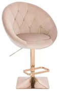 LuxuryForm DESIGN Barová stolička VERA VELUR na zlatej hranatej podstave - latte