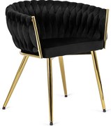 Kreslo CARINA velúr - čierny zamat zlaté nohy - vintino.sk