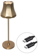 Retro stolná lampa zlatá nabíjateľná IP44 - Granny