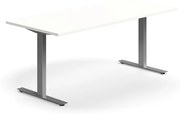 Kancelársky stôl QBUS, rovný, 1800x800 mm, T-rám, strieborný rám, biela