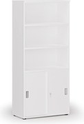 Kombinovaná kancelárska skriňa PRIMO WHITE, zasúvacie dvere na 2 poschodia, 800 x 420 x 1781 mm, biela