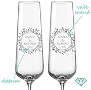 Svadobné poháre na sekt Náš príbeh s kryštálmi 2 ks