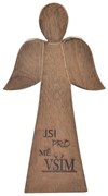 InDecor Anjel z mangového dreva Jsi pro mě vším, 13 x 2,5 x 25 cm