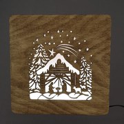 AMADEA Drevená lampička betlehem, veľkosť 20 cm, s LED osvetlením s trafom na 12V