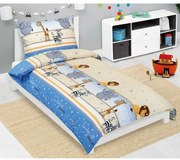 Bellatex Detské krepové obliečky Safari modrá, 140 x 200, 70 x 90 cm