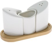 Porcelánová soľnička a korenička s podtáckou Krídla