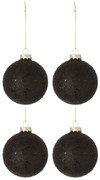 4ks čierne vianočné gule baubles stars black - Ø 10cm